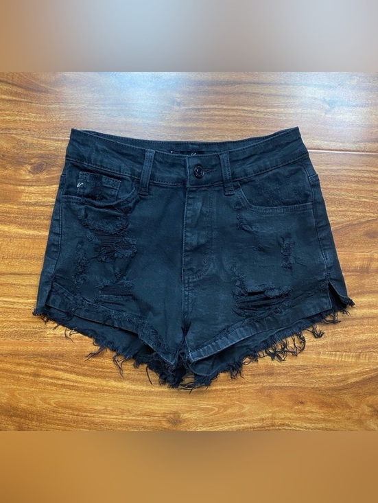 KanCan Pants - KanCan Womens Faded Black Midrise Distressed Cotton Denim Shorts Size 3 Casual